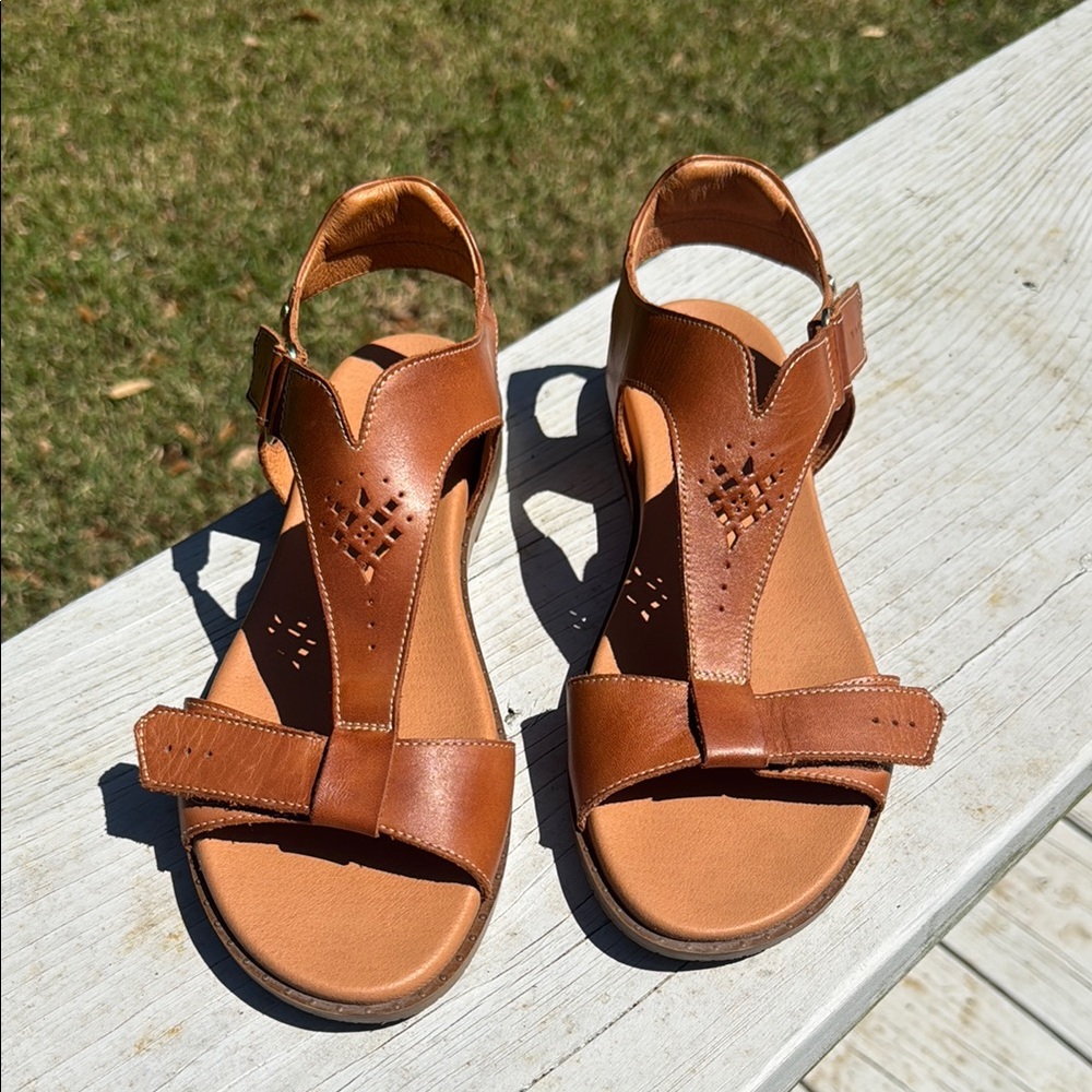 PIKOLINOS Tan Brown Leather Open-Toe Sandals • size 42 (11)
